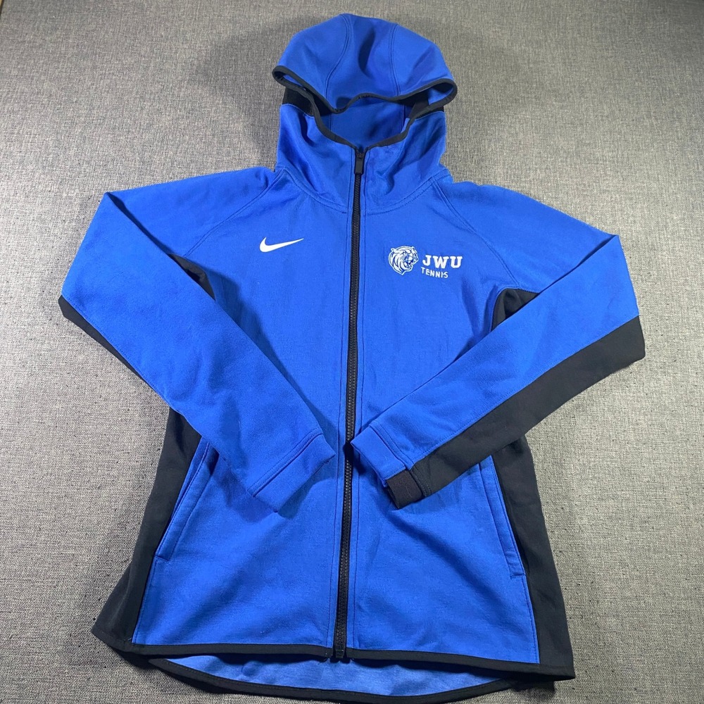 Nike Dri-FIT JWU Tennis Hoodie Jacket Full Zip Blue Black Athletic Mens Small‎